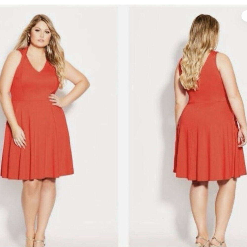 CITY CHIC- Strappy Halter Dress Summer Coral Midi Date Night Wedding
Guest 14